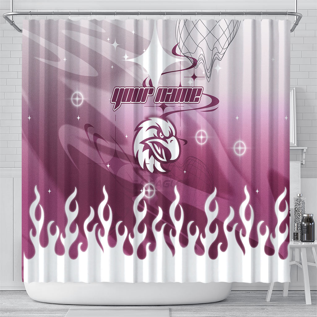 Personalized Manly Warringah Sea Eagles Shower Curtain Y2K Grunge Aesthetic With Cyber Flames and Starburst Graphics