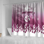 Personalized Manly Warringah Sea Eagles Shower Curtain Y2K Grunge Aesthetic With Cyber Flames and Starburst Graphics