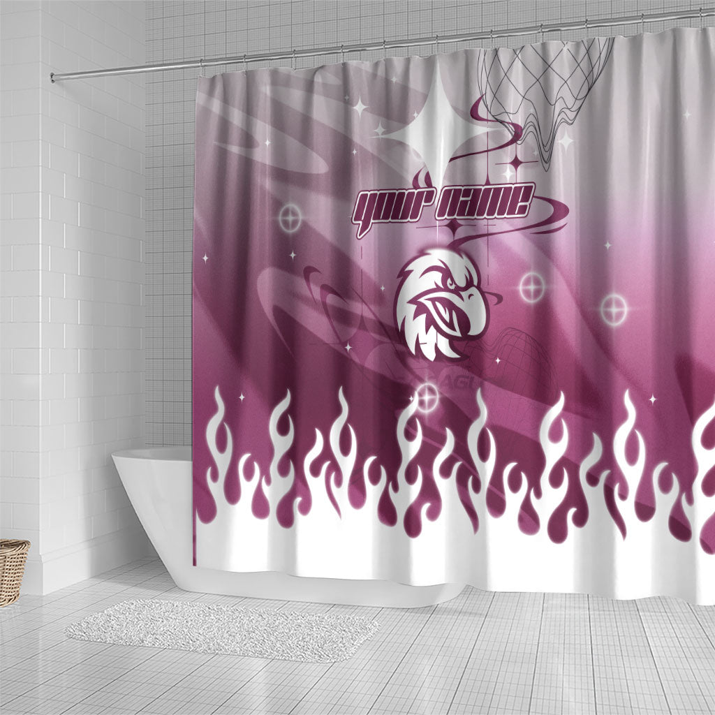 Personalized Manly Warringah Sea Eagles Shower Curtain Y2K Grunge Aesthetic With Cyber Flames and Starburst Graphics