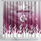 Personalized Manly Warringah Sea Eagles Shower Curtain Y2K Grunge Aesthetic With Cyber Flames and Starburst Graphics