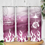 Personalized Manly Warringah Sea Eagles Skinny Tumbler Y2K Grunge Aesthetic With Cyber Flames and Starburst Graphics