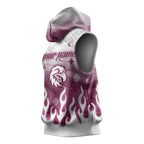 Personalized Manly Warringah Sea Eagles Sleeveless Hoodie Y2K Grunge Aesthetic With Cyber Flames and Starburst Graphics