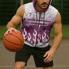Personalized Manly Warringah Sea Eagles Sleeveless Zip Hoodie Y2K Grunge Aesthetic With Cyber Flames and Starburst Graphics