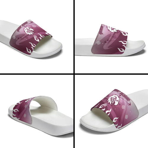 Personalized Manly Warringah Sea Eagles Slide Sandals Y2K Grunge Aesthetic With Cyber Flames and Starburst Graphics