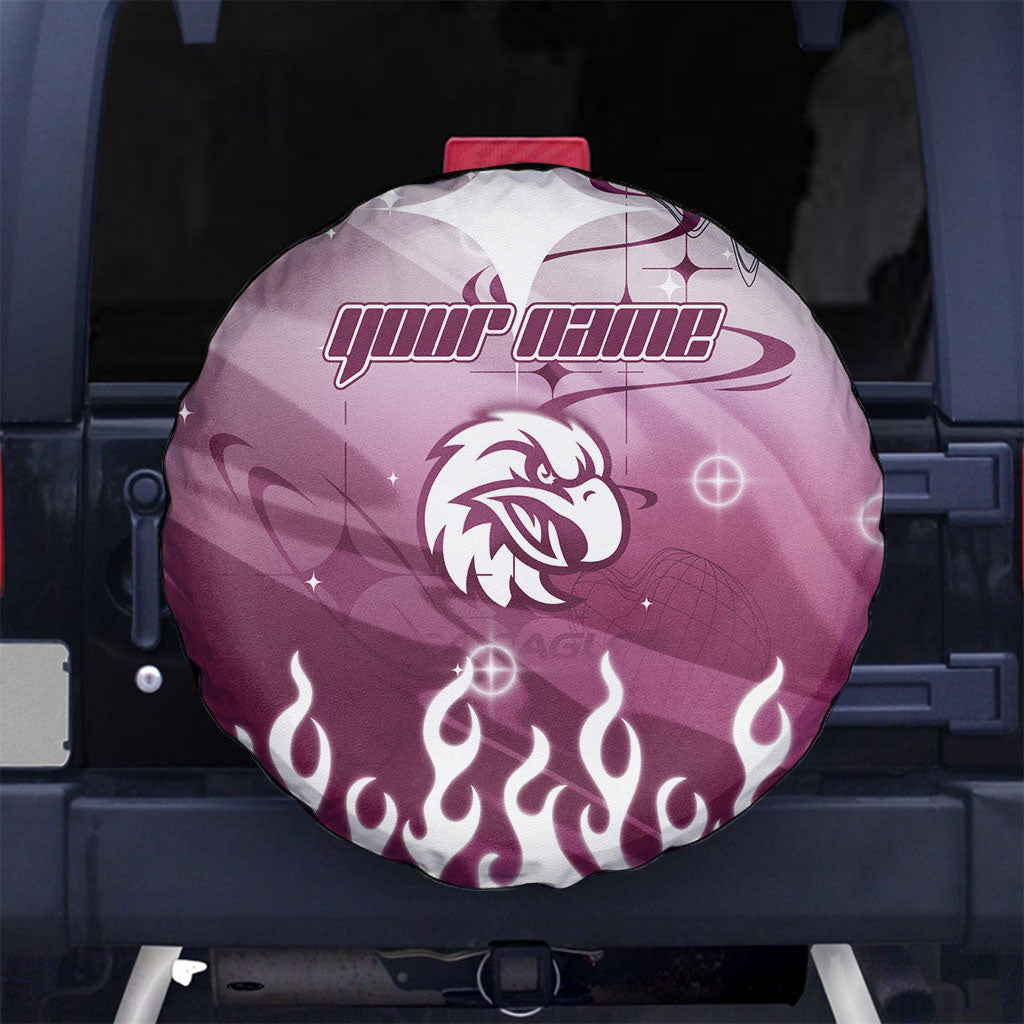 Personalized Manly Warringah Sea Eagles Spare Tire Cover Y2K Grunge Aesthetic With Cyber Flames and Starburst Graphics
