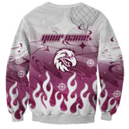 Personalized Manly Warringah Sea Eagles Sweatshirt Y2K Grunge Aesthetic With Cyber Flames and Starburst Graphics