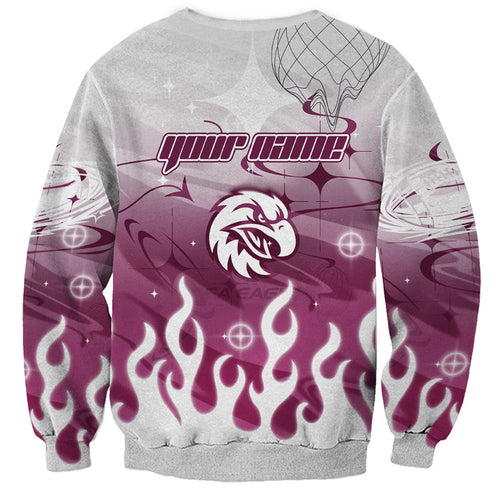 Personalized Manly Warringah Sea Eagles Sweatshirt Y2K Grunge Aesthetic With Cyber Flames and Starburst Graphics