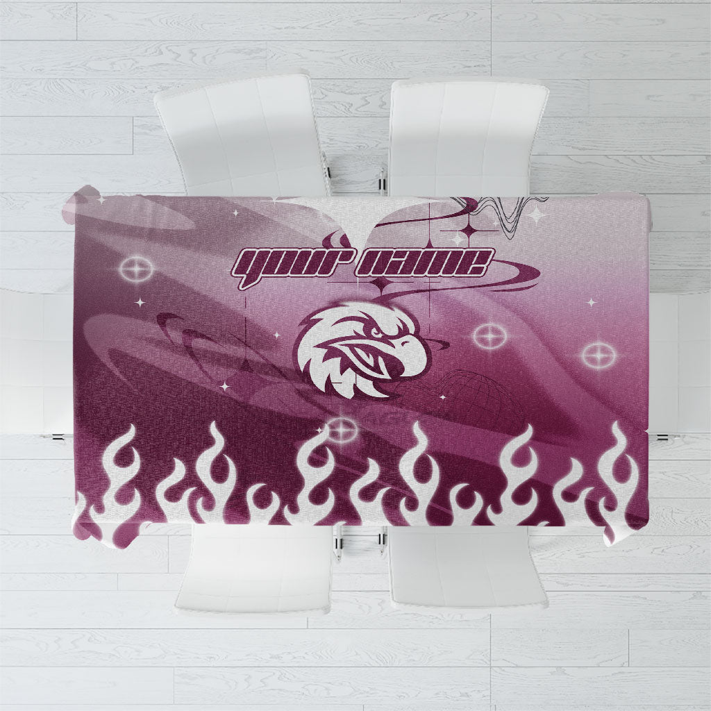 Personalized Manly Warringah Sea Eagles Tablecloth Y2K Grunge Aesthetic With Cyber Flames and Starburst Graphics