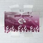 Personalized Manly Warringah Sea Eagles Tablecloth Y2K Grunge Aesthetic With Cyber Flames and Starburst Graphics