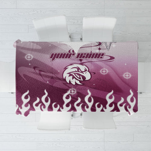 Personalized Manly Warringah Sea Eagles Tablecloth Y2K Grunge Aesthetic With Cyber Flames and Starburst Graphics