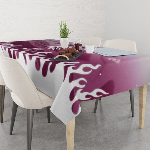 Personalized Manly Warringah Sea Eagles Tablecloth Y2K Grunge Aesthetic With Cyber Flames and Starburst Graphics