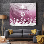Personalized Manly Warringah Sea Eagles Tapestry Y2K Grunge Aesthetic With Cyber Flames and Starburst Graphics
