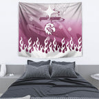 Personalized Manly Warringah Sea Eagles Tapestry Y2K Grunge Aesthetic With Cyber Flames and Starburst Graphics