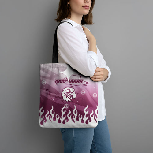 Personalized Manly Warringah Sea Eagles Tote Bag Y2K Grunge Aesthetic With Cyber Flames and Starburst Graphics