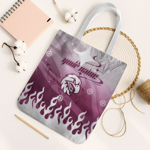 Personalized Manly Warringah Sea Eagles Tote Bag Y2K Grunge Aesthetic With Cyber Flames and Starburst Graphics