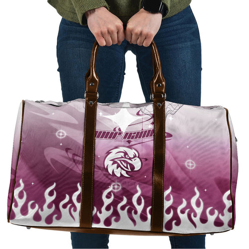 Personalized Manly Warringah Sea Eagles Travel Bag Y2K Grunge Aesthetic With Cyber Flames and Starburst Graphics