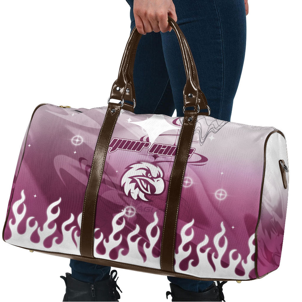 Personalized Manly Warringah Sea Eagles Travel Bag Y2K Grunge Aesthetic With Cyber Flames and Starburst Graphics
