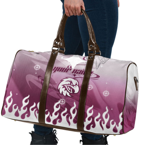 Personalized Manly Warringah Sea Eagles Travel Bag Y2K Grunge Aesthetic With Cyber Flames and Starburst Graphics