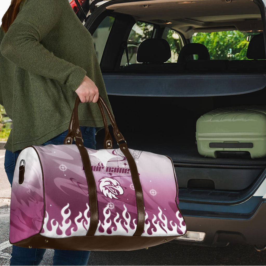 Personalized Manly Warringah Sea Eagles Travel Bag Y2K Grunge Aesthetic With Cyber Flames and Starburst Graphics