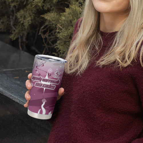 Personalized Manly Warringah Sea Eagles Tumbler Cup Y2K Grunge Aesthetic With Cyber Flames and Starburst Graphics
