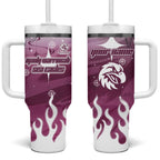 Personalized Manly Warringah Sea Eagles Tumbler With Handle Y2K Grunge Aesthetic With Cyber Flames and Starburst Graphics