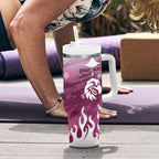 Personalized Manly Warringah Sea Eagles Tumbler With Handle Y2K Grunge Aesthetic With Cyber Flames and Starburst Graphics