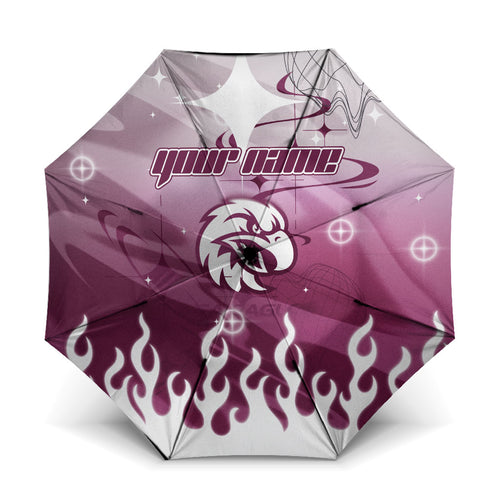 Personalized Manly Warringah Sea Eagles Umbrella Y2K Grunge Aesthetic With Cyber Flames and Starburst Graphics