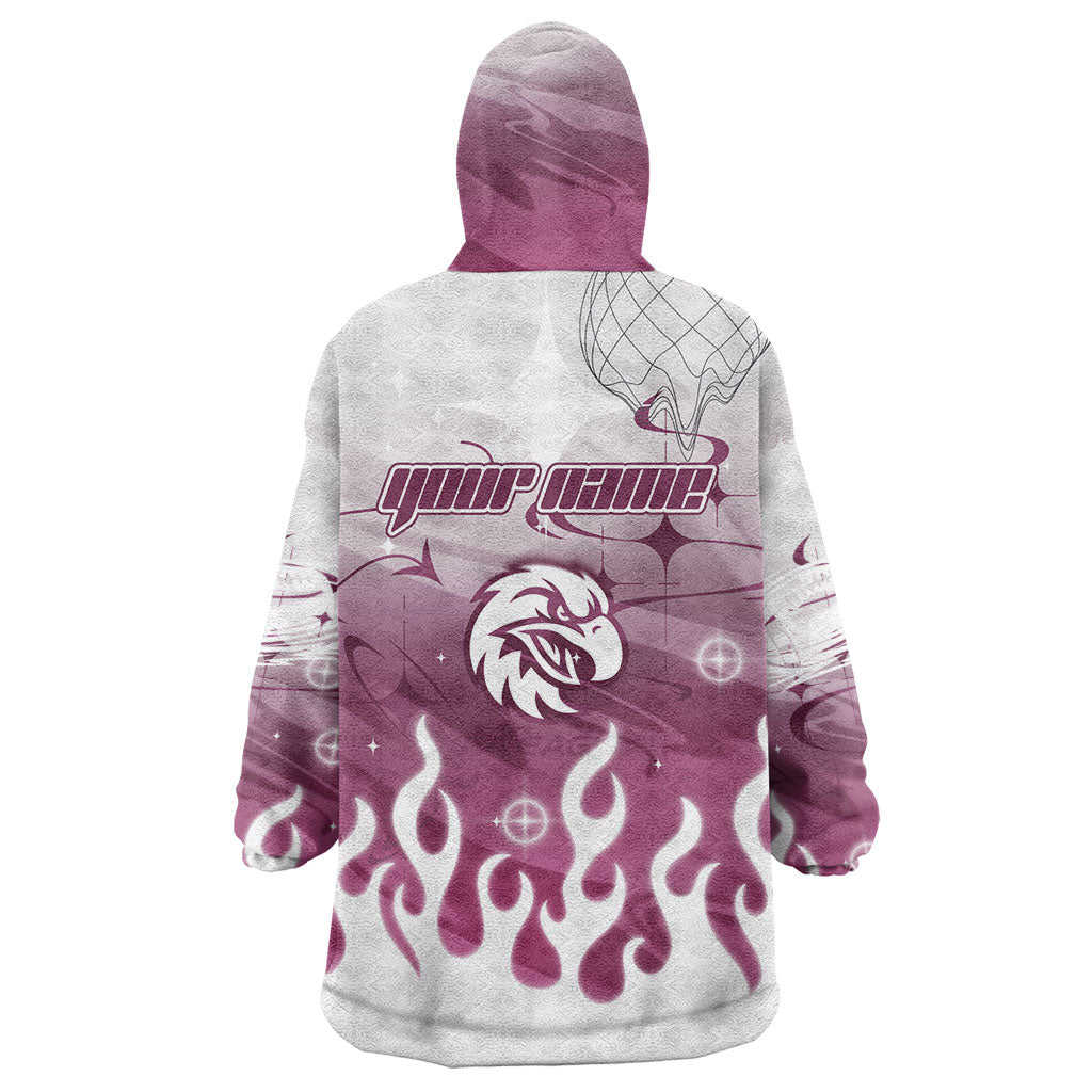 Personalized Manly Warringah Sea Eagles Wearable Blanket Hoodie Y2K Grunge Aesthetic With Cyber Flames and Starburst Graphics