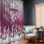 Personalized Manly Warringah Sea Eagles Window Curtain Y2K Grunge Aesthetic With Cyber Flames and Starburst Graphics