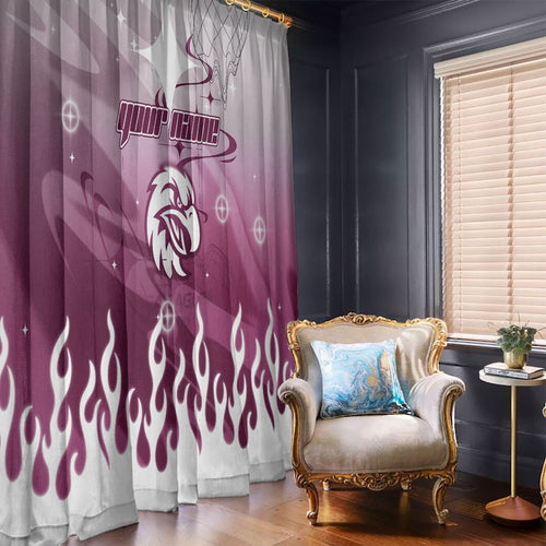 Personalized Manly Warringah Sea Eagles Window Curtain Y2K Grunge Aesthetic With Cyber Flames and Starburst Graphics