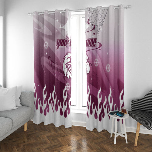 Personalized Manly Warringah Sea Eagles Window Curtain Y2K Grunge Aesthetic With Cyber Flames and Starburst Graphics