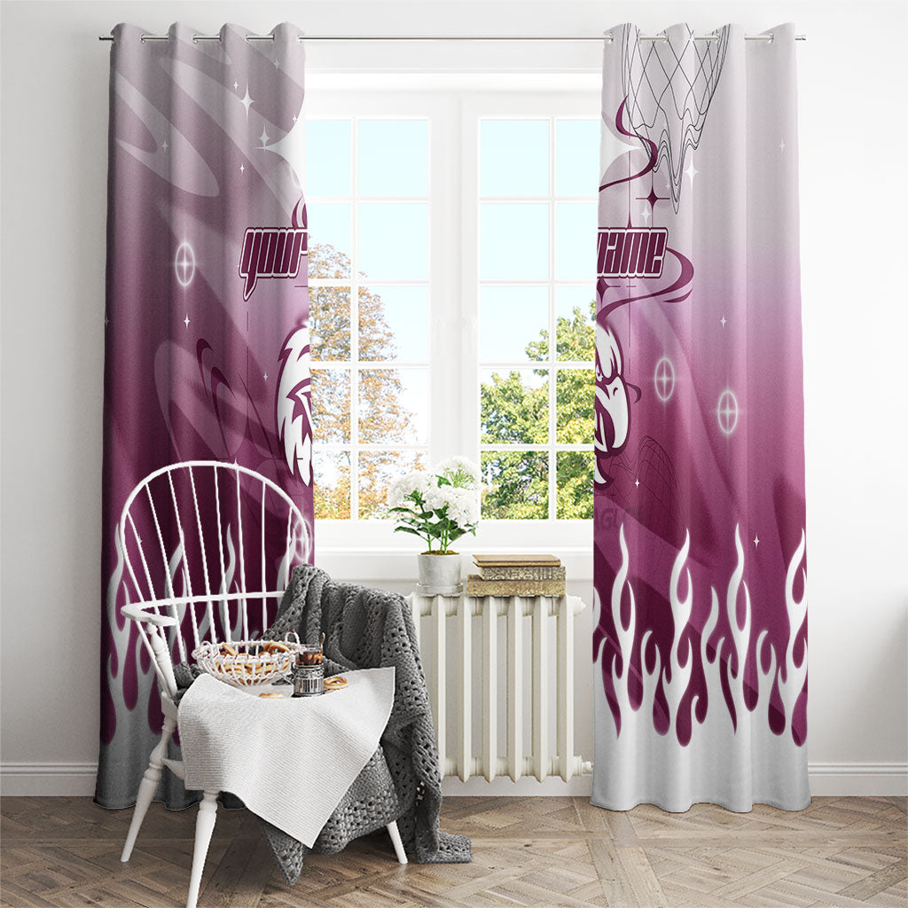 Personalized Manly Warringah Sea Eagles Window Curtain Y2K Grunge Aesthetic With Cyber Flames and Starburst Graphics
