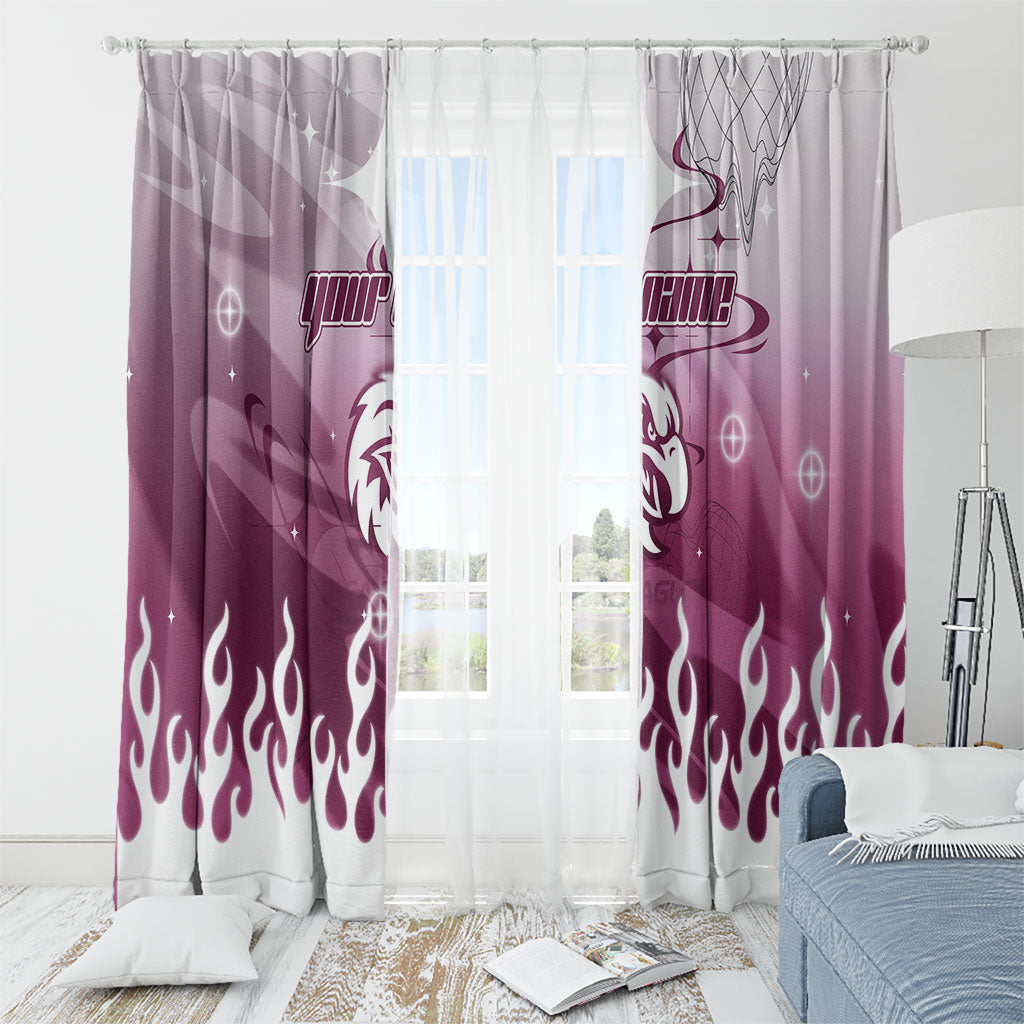 Personalized Manly Warringah Sea Eagles Window Curtain Y2K Grunge Aesthetic With Cyber Flames and Starburst Graphics