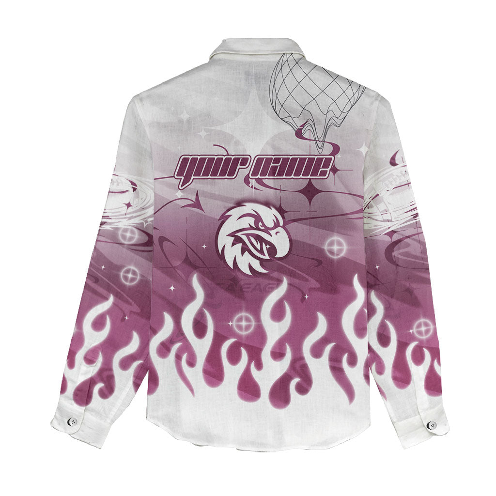 Personalized Manly Warringah Sea Eagles Women Casual Shirt Y2K Grunge Aesthetic With Cyber Flames and Starburst Graphics