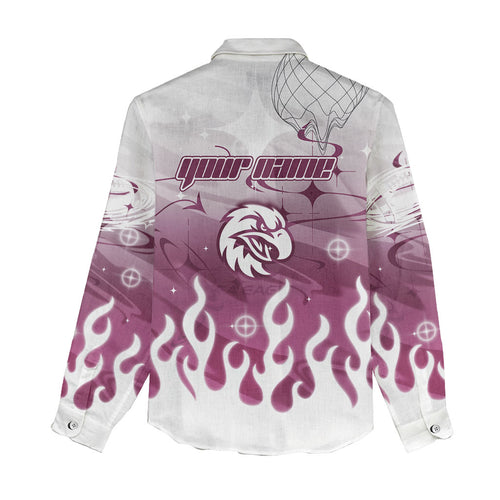 Personalized Manly Warringah Sea Eagles Women Casual Shirt Y2K Grunge Aesthetic With Cyber Flames and Starburst Graphics