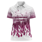 Personalized Manly Warringah Sea Eagles Women Polo Shirt Y2K Grunge Aesthetic With Cyber Flames and Starburst Graphics