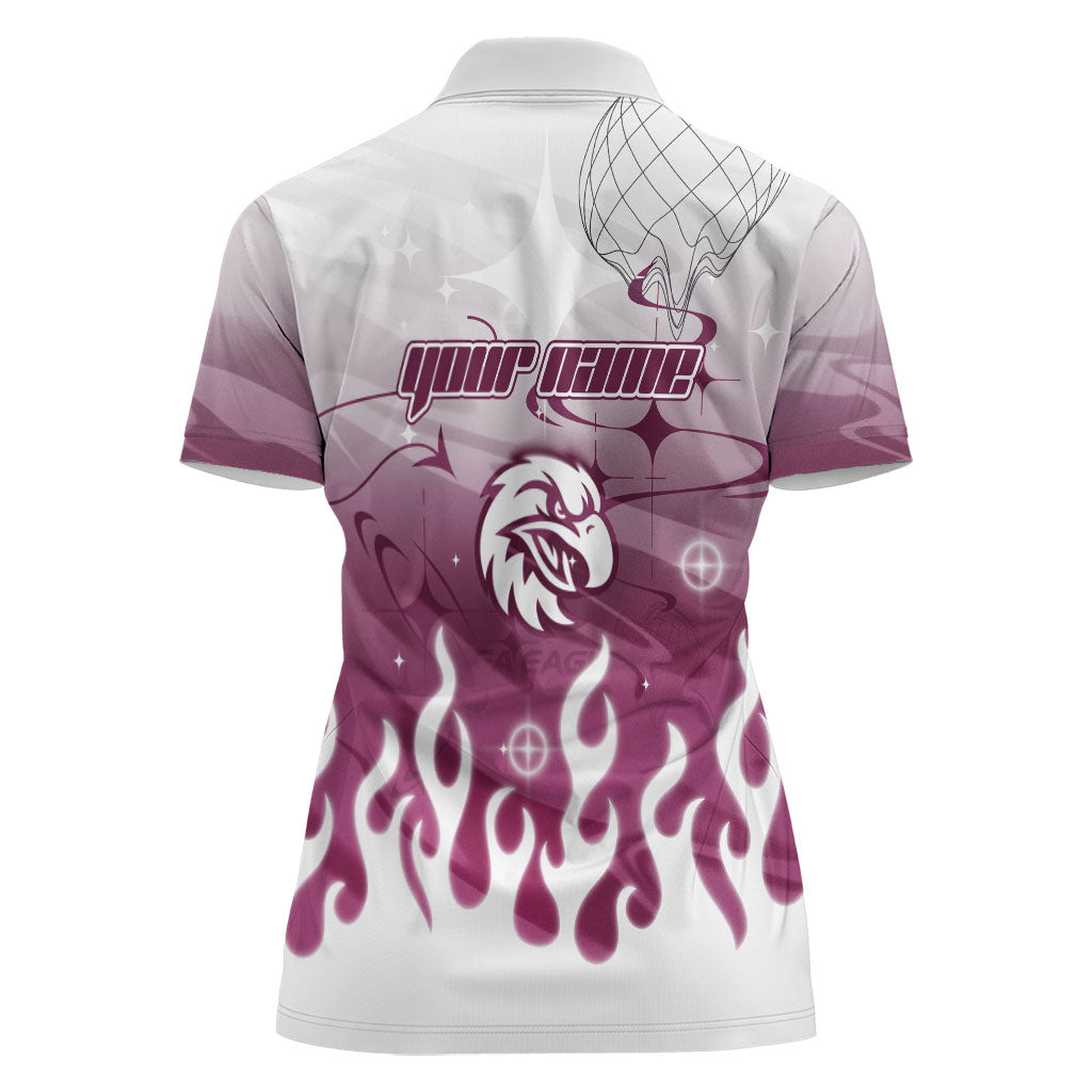 Personalized Manly Warringah Sea Eagles Women Polo Shirt Y2K Grunge Aesthetic With Cyber Flames and Starburst Graphics