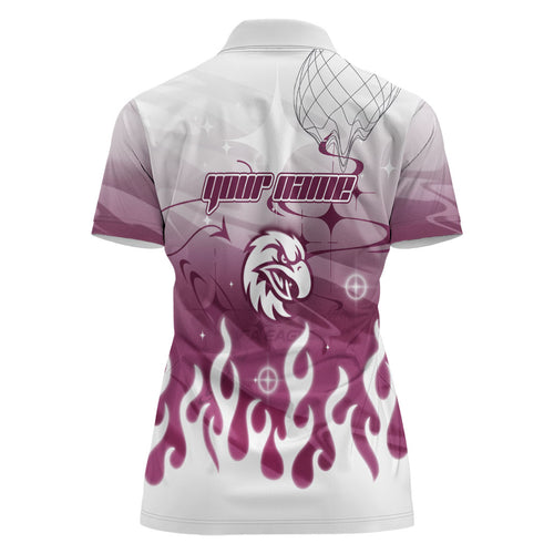 Personalized Manly Warringah Sea Eagles Women Polo Shirt Y2K Grunge Aesthetic With Cyber Flames and Starburst Graphics