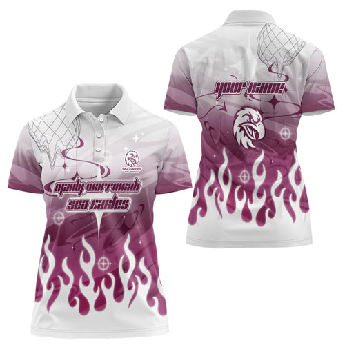 Personalized Manly Warringah Sea Eagles Women Polo Shirt Y2K Grunge Aesthetic With Cyber Flames and Starburst Graphics