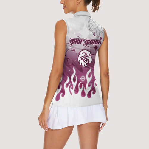 Personalized Manly Warringah Sea Eagles Women Sleeveless Polo Shirt Y2K Grunge Aesthetic With Cyber Flames and Starburst Graphics