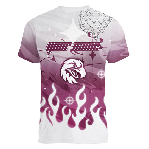 Personalized Manly Warringah Sea Eagles Women V-Neck T-Shirt Y2K Grunge Aesthetic With Cyber Flames and Starburst Graphics