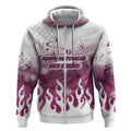 Personalized Manly Warringah Sea Eagles Zip Hoodie Y2K Grunge Aesthetic With Cyber Flames and Starburst Graphics