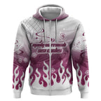 Personalized Manly Warringah Sea Eagles Zip Hoodie Y2K Grunge Aesthetic With Cyber Flames and Starburst Graphics