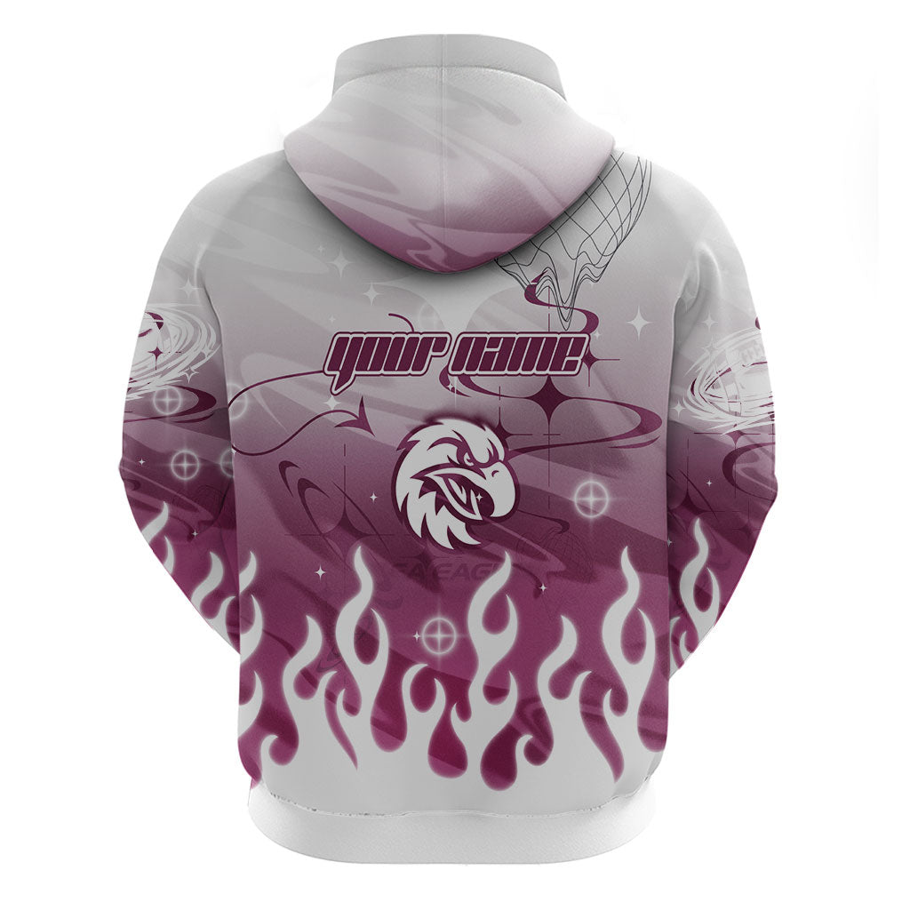 Personalized Manly Warringah Sea Eagles Zip Hoodie Y2K Grunge Aesthetic With Cyber Flames and Starburst Graphics