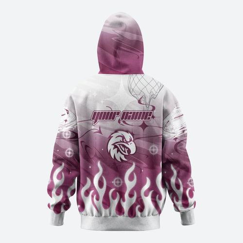 Personalized Manly Warringah Sea Eagles Zip Hoodie Y2K Grunge Aesthetic With Cyber Flames and Starburst Graphics