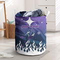 Personalized Melbourne Storm Laundry Basket Y2K Grunge Aesthetic With Cyber Flames and Starburst Graphics