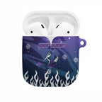 Personalized Melbourne Storm AirPods Case Y2K Grunge Aesthetic With Cyber Flames and Starburst Graphics