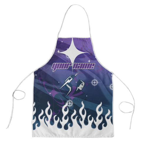 Personalized Melbourne Storm Apron Y2K Grunge Aesthetic With Cyber Flames and Starburst Graphics