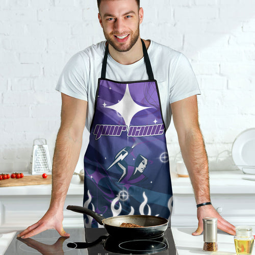 Personalized Melbourne Storm Apron Y2K Grunge Aesthetic With Cyber Flames and Starburst Graphics