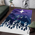Personalized Melbourne Storm Area Rug Y2K Grunge Aesthetic With Cyber Flames and Starburst Graphics
